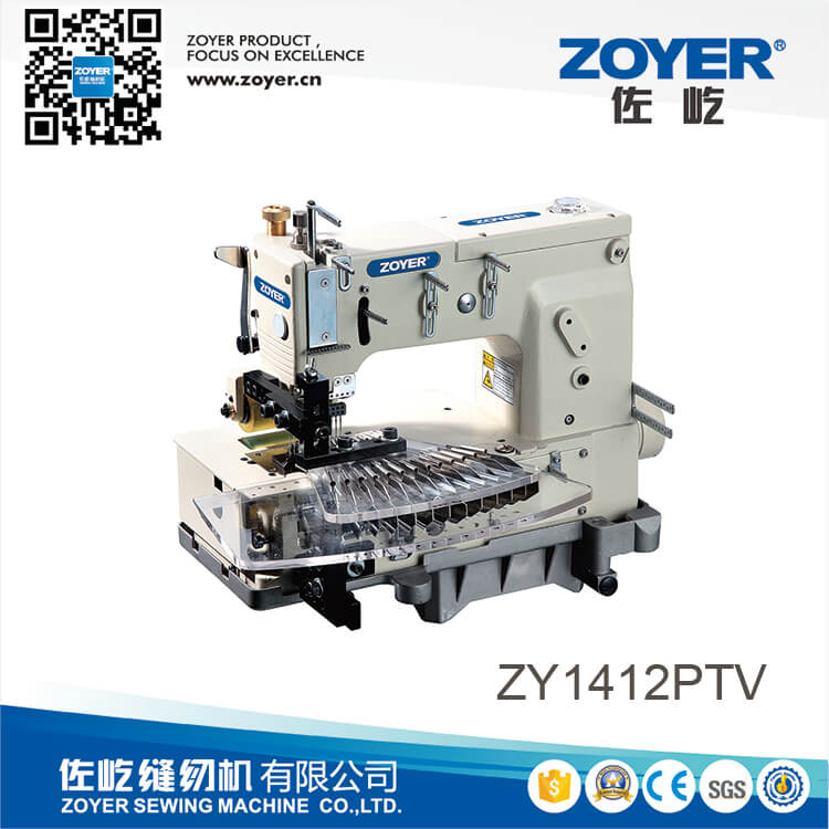 Zy1412PTV Zoyer 12-agujas plana plana costura de doble cadena máquina de costura (tuck de costura de tela)